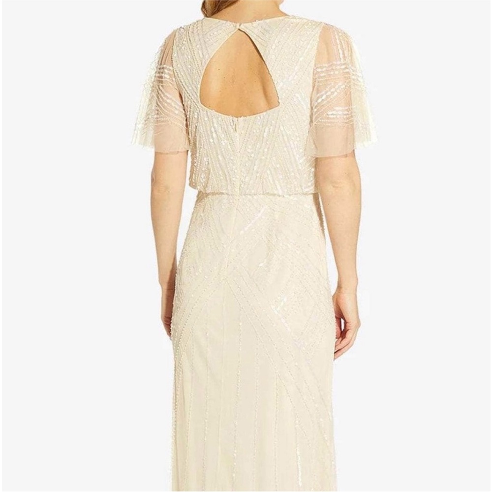 HP 🎀Adrianna Papell Cream Wedding Gown with Flutter Sleeves and V-Neck - Picture 11 of 16